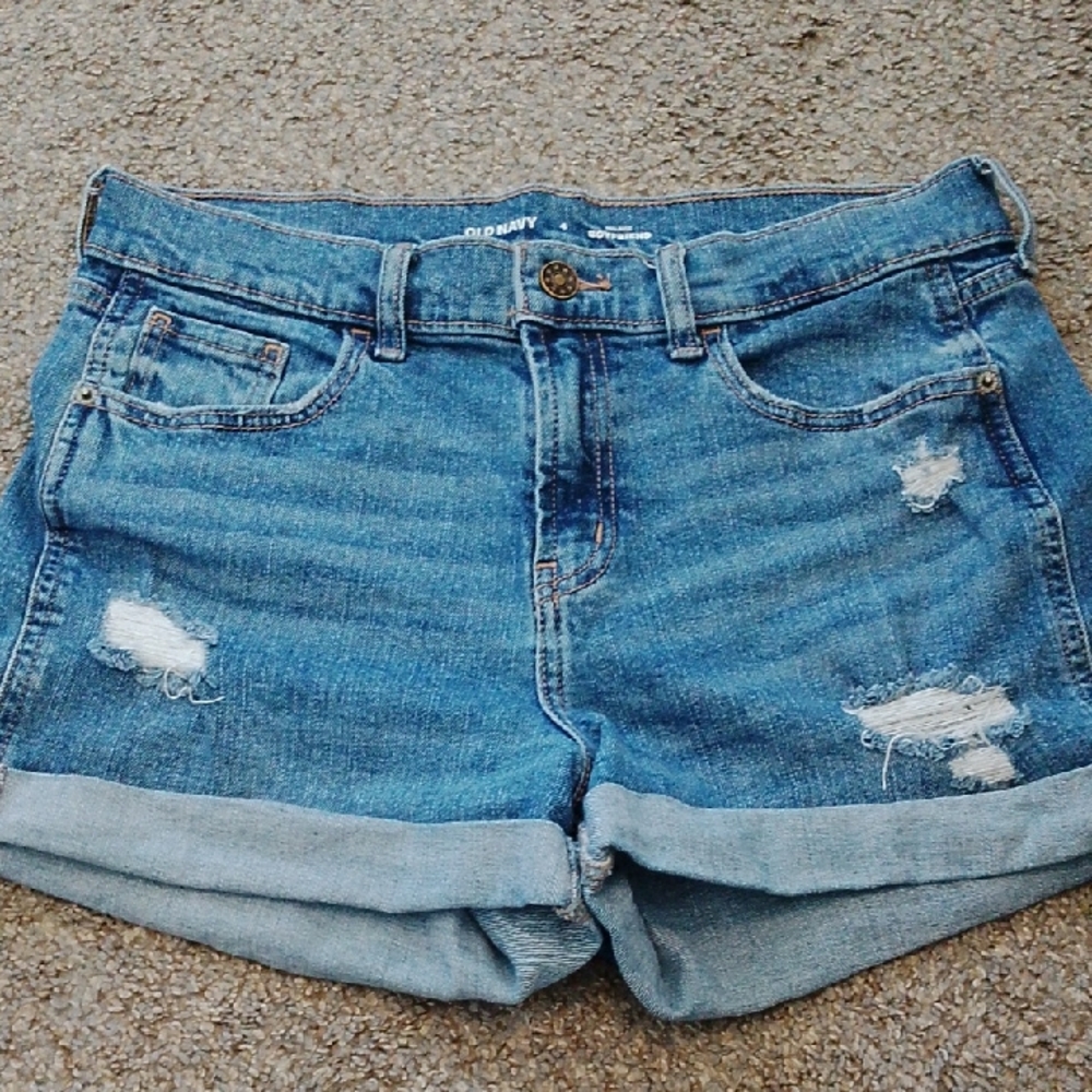 Old Navy Blue Jean Shorts Distressed Cuffed